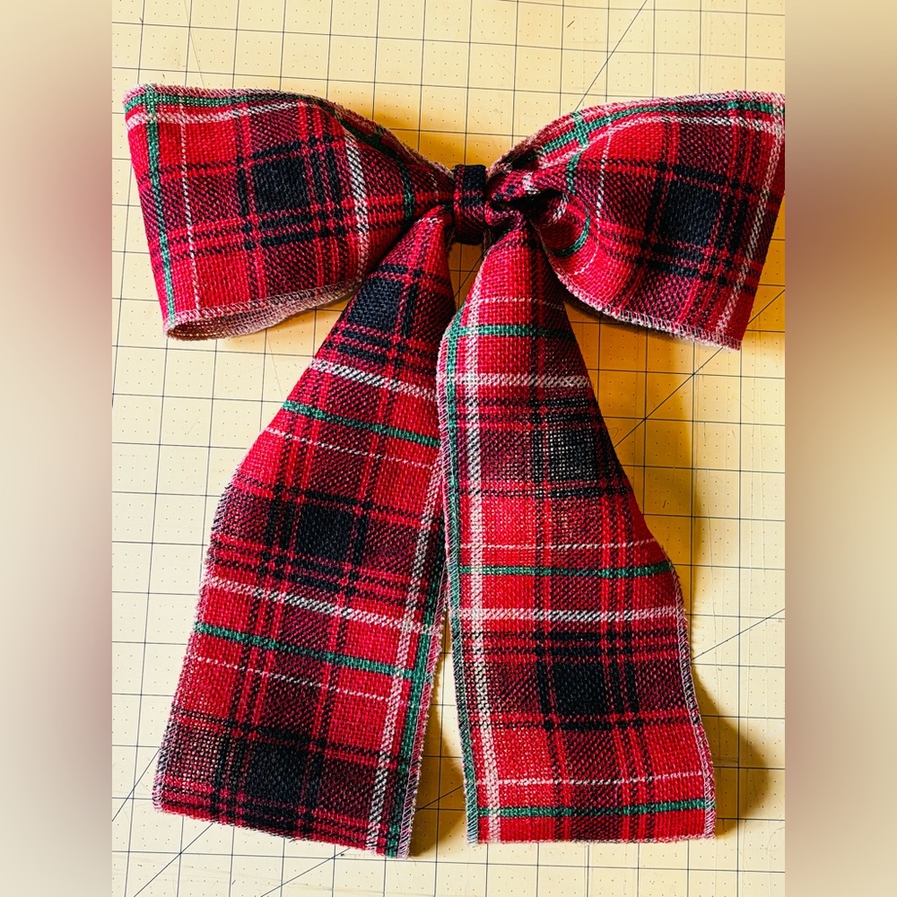 Large Plaid Bow Holiday Classic Christmas Tree Topper Wreath Garland Burlap NEW